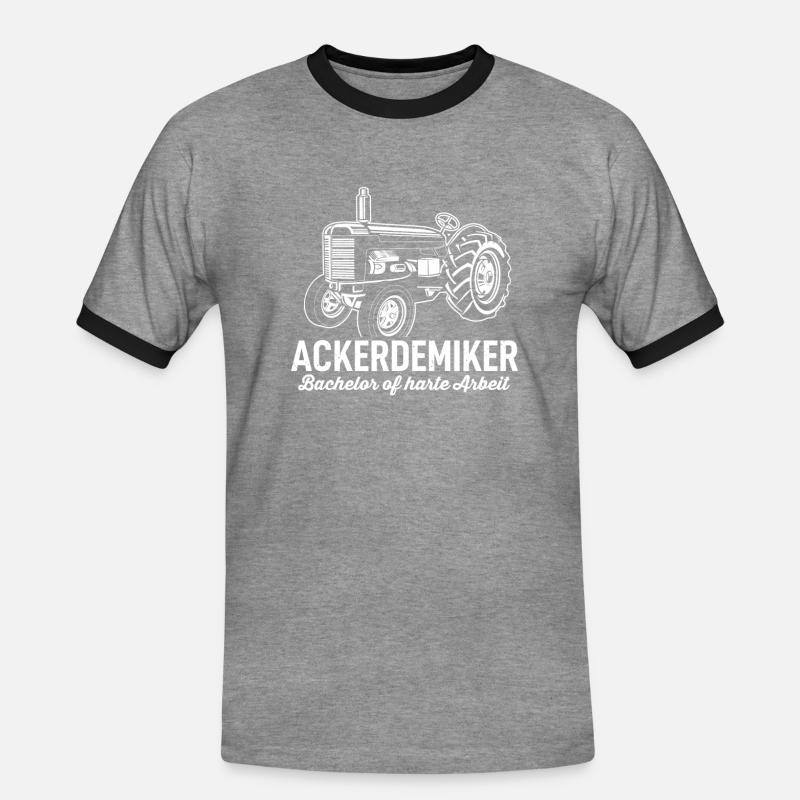 Ackerdemiker Traktor Bauer Evolution Landwirt Mann - Männer Kontrast-T-Shirt - Grau meliert/Schwarz