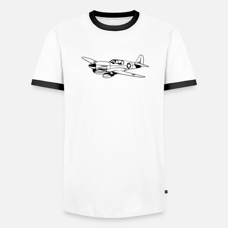 Fighter plane / warplane Warhawk 02_black Men's Ringer Shirt