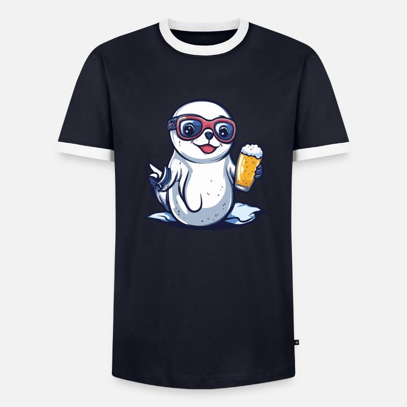 Robbe Tier Ski Bier Männer Kontrast-T-Shirt