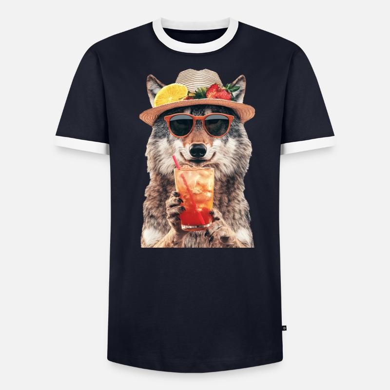 Wolf Männer Kontrast-T-Shirt
