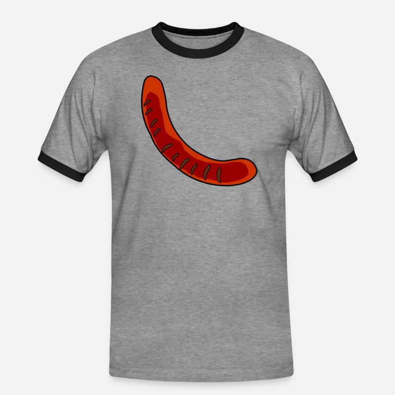 Wurst oder Bratwurst - Männer Kontrast-T-Shirt - Grau meliert/Schwarz