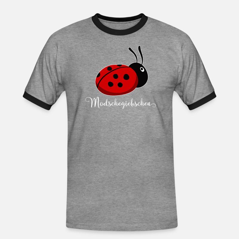 Modschegiebchen Marienkäfer Sächsisch Geschenkidee - Männer Kontrast-T-Shirt - Grau meliert/Schwarz