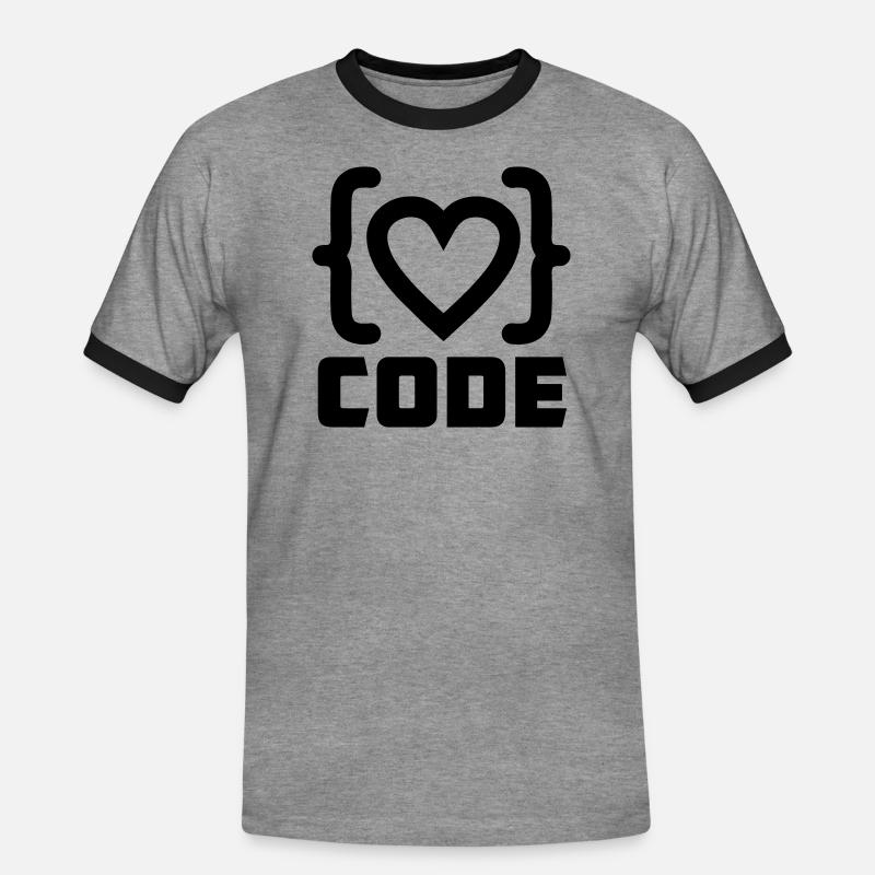 Herzprogrammierer Code Logo mit Text CODE - Männer Kontrast-T-Shirt - Grau meliert/Schwarz