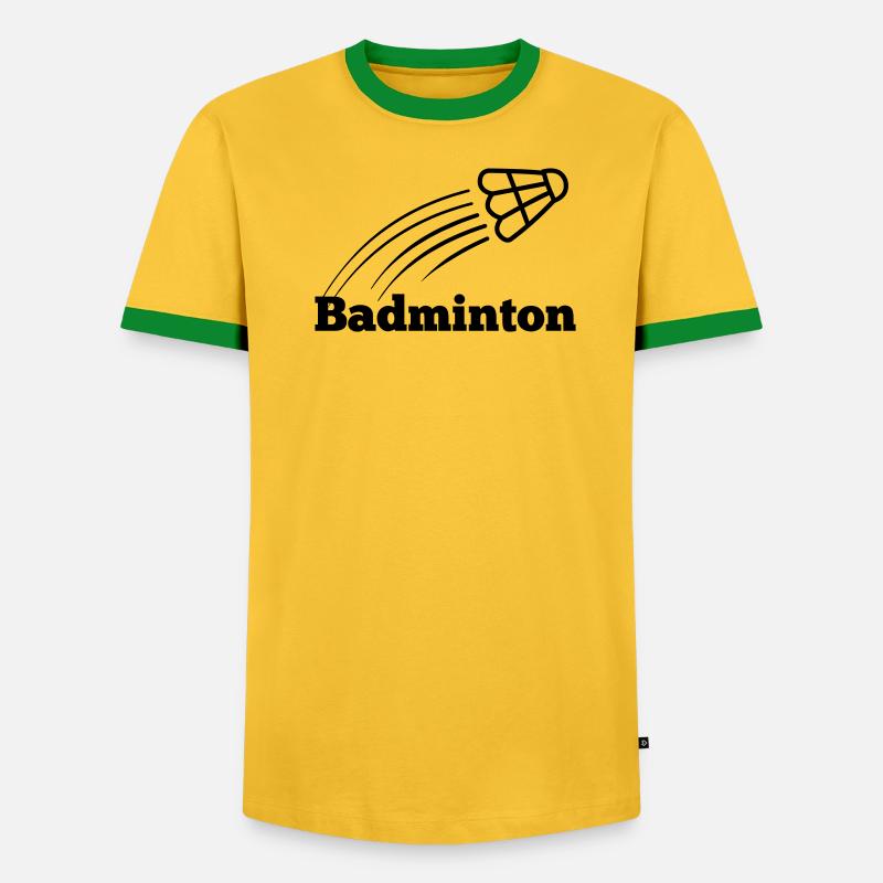 Badmintontext mit hochfliegendem Shuttle - Männer Kontrast-T-Shirt - Grau meliert/Schwarz