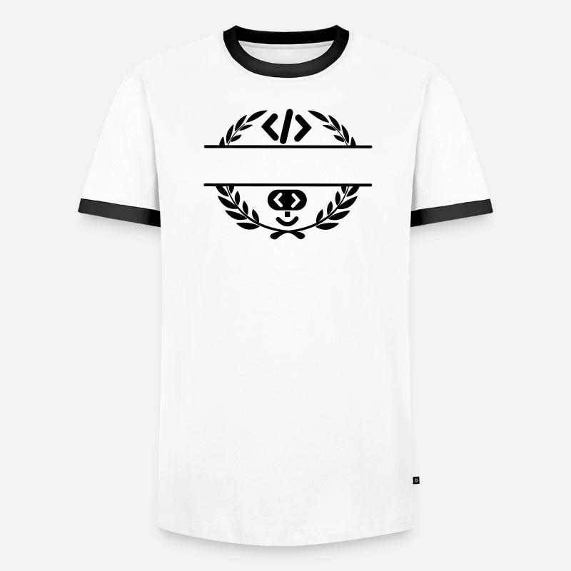 Code-Logo und Code-Smiley im Lorbeerkranz Männer Kontrast-T-Shirt