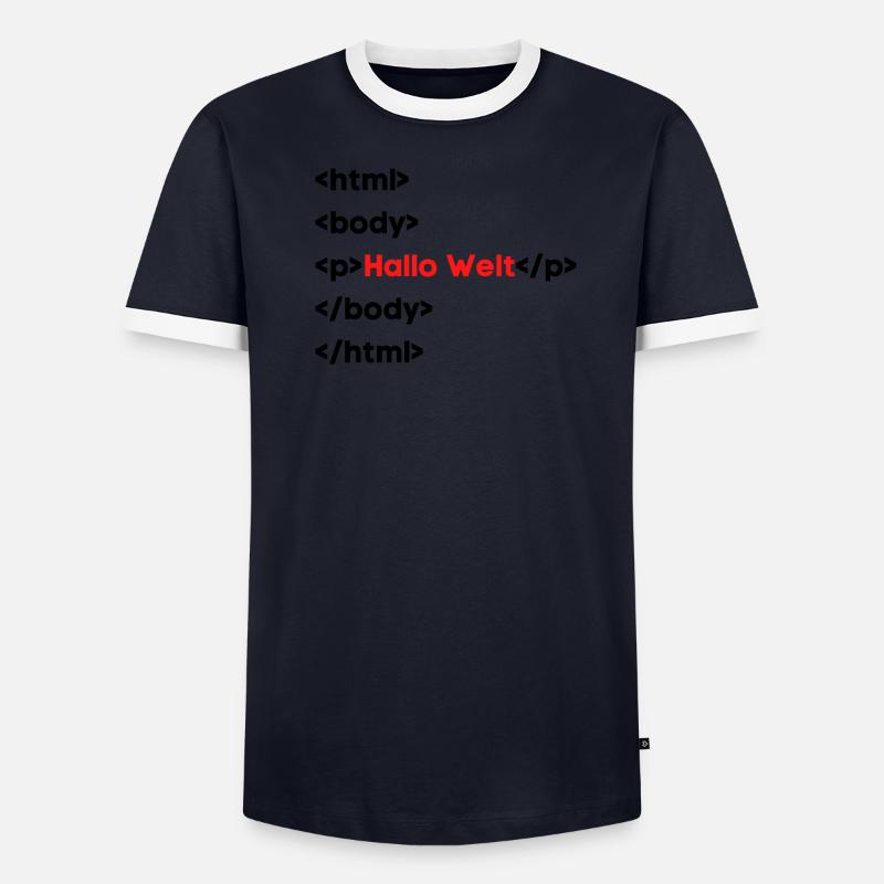 Hallo Welt HTML – Lustiges Programmierer & Coding  Männer Kontrast-T-Shirt