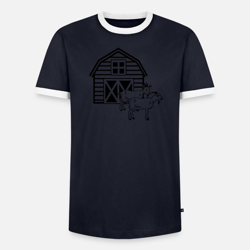 Élevage caprin deux chèvres T-shirt contrasté Homme
