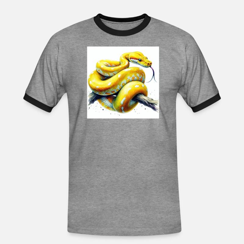 Gelbe Python - Männer Kontrast-T-Shirt - Grau meliert/Schwarz