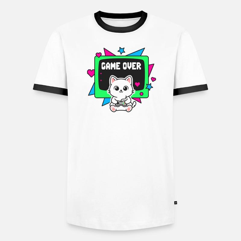 Retro Cats Controller Game Over T-shirt contrasté Homme