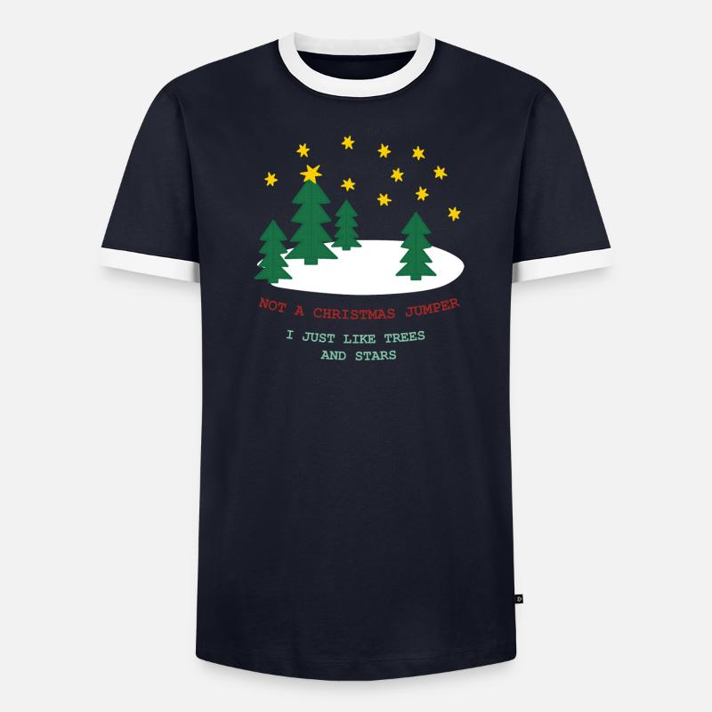 Kein Weihnachtspulli: Bäume und Sterne Männer Kontrast-T-Shirt