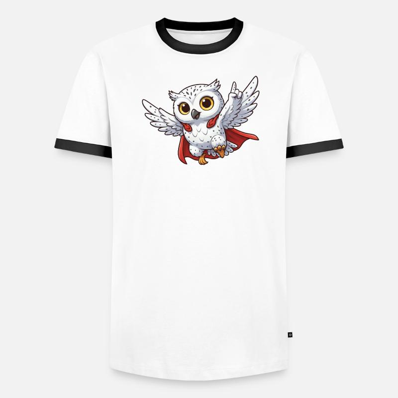 Coole Eule Motivationssprüche Held Schneeeule Männer Kontrast-T-Shirt