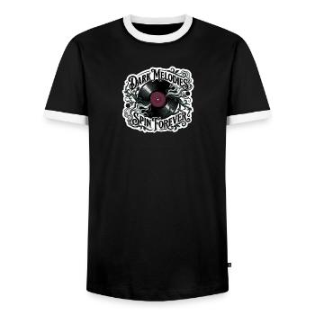 Dunkle Melodien drehen sich ewig - Männer Kontrast-T-Shirt - Schwarz/Weiß - Vorne - AI Model Female 172 light (172cm) & AI Model Male 178 light (178cm)