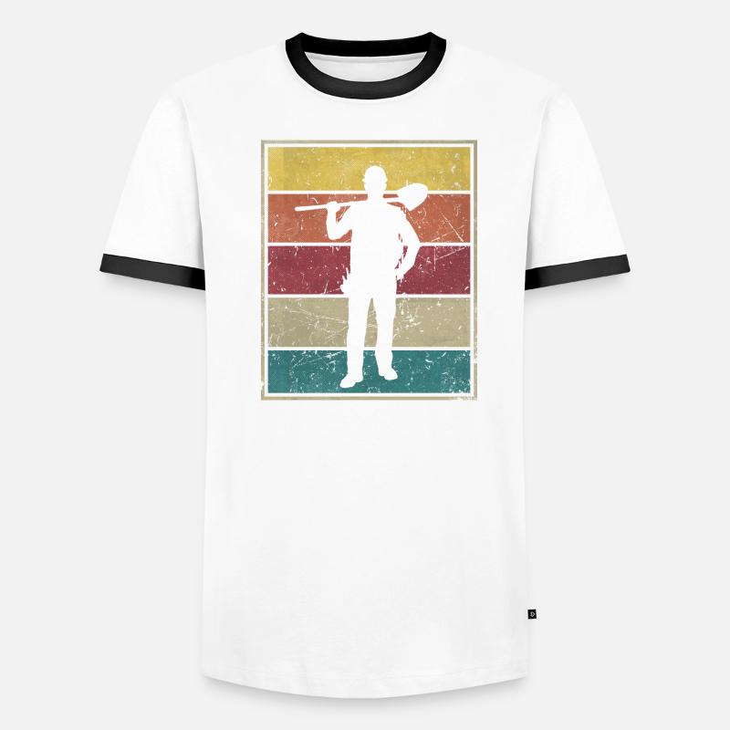 Construction Worker Shovel Men's Ringer Shirt