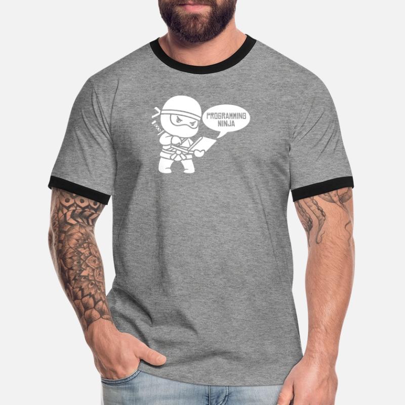 Entwickler Coder Programmierer Ninja Männer Kontrast-T-Shirt