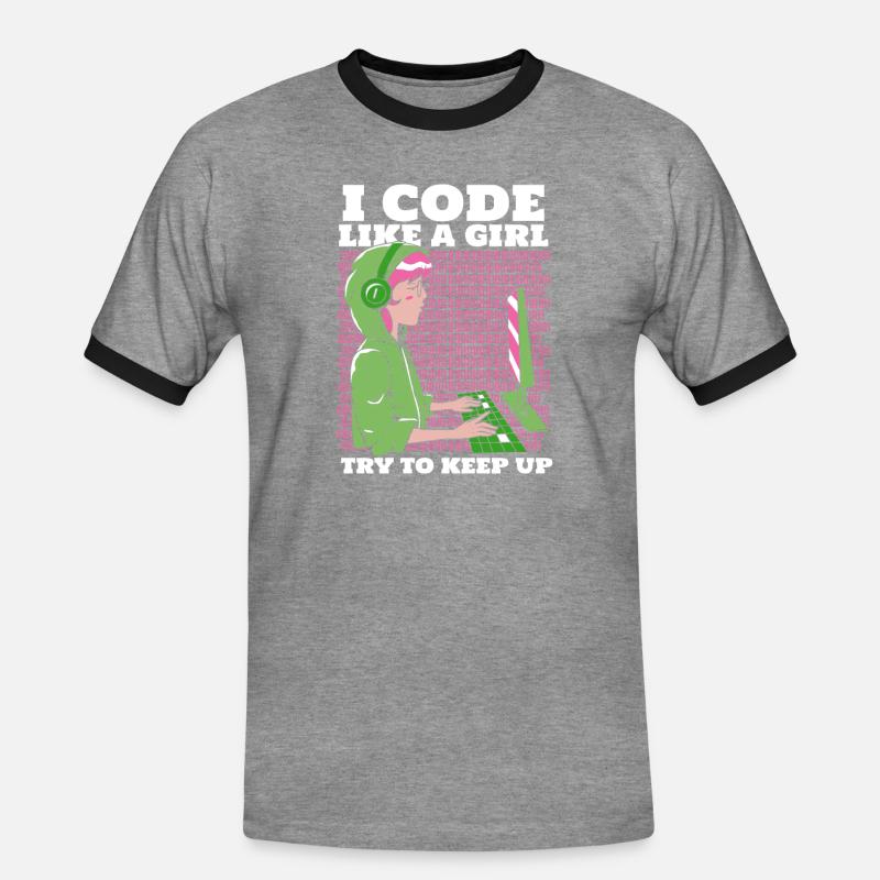 Entwickler Coder Programmierer - Männer Kontrast-T-Shirt - Grau meliert/Schwarz