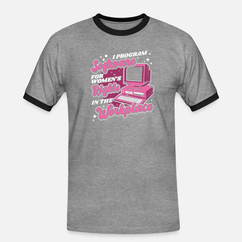 Entwickler Coder Programmierer Arbeitsplatz - Männer Kontrast-T-Shirt - Grau meliert/Schwarz