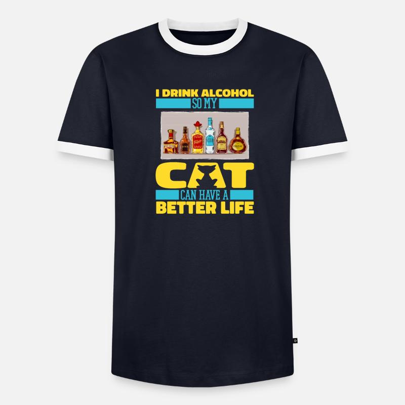 Drinking alcohol drinking cat Men's Ringer Shirt