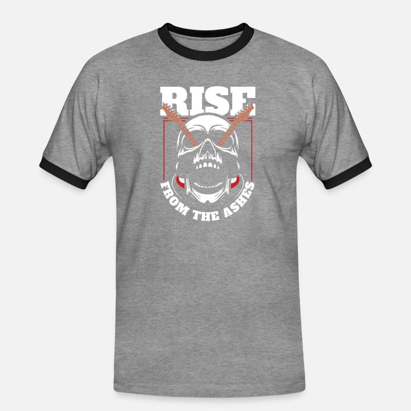 Elgitarr Elgitarr Skalle - Kontrast-T-shirt herr - gråmelerad/svart