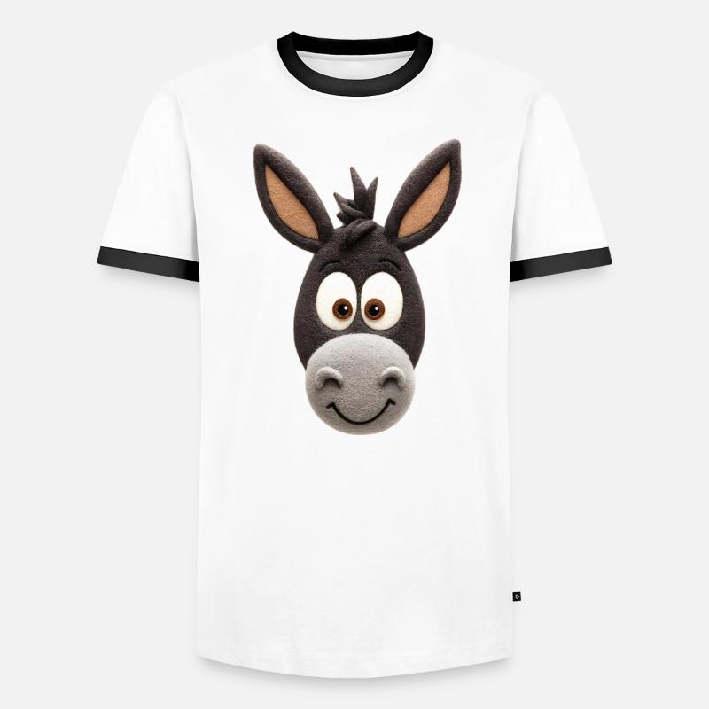 Tête de dessin animé drôle d’âne - Conception d’animaux mignons T-shirt contrasté Homme
