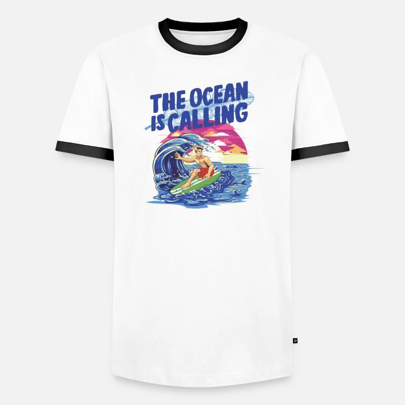 Conception de l’océan T-shirt contrasté Homme