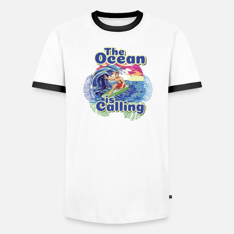 Conception de l’océan T-shirt contrasté Homme