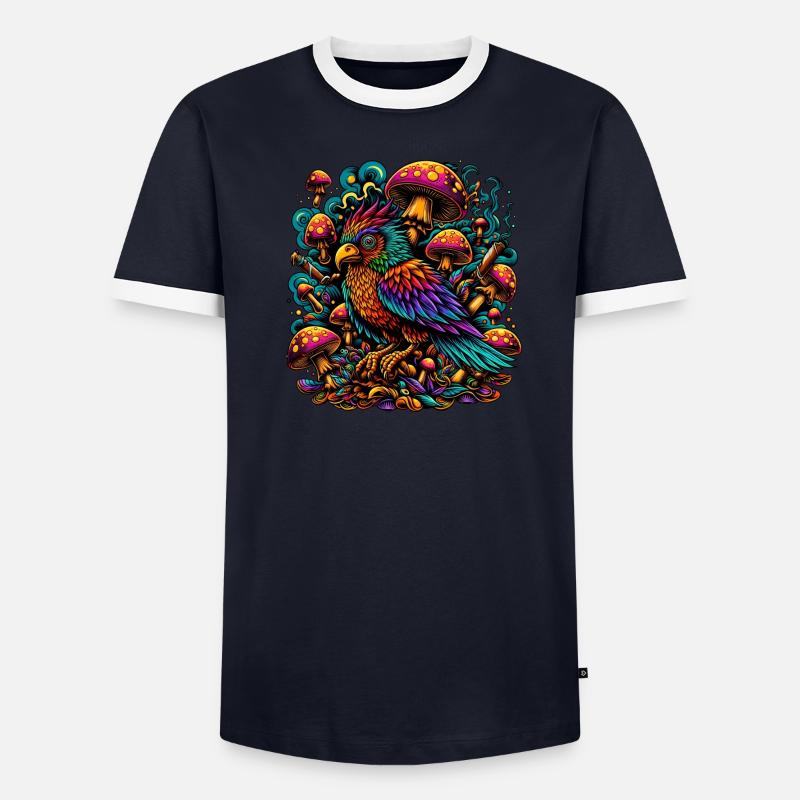 Psychedelic Parrot Paradise Männer Kontrast-T-Shirt