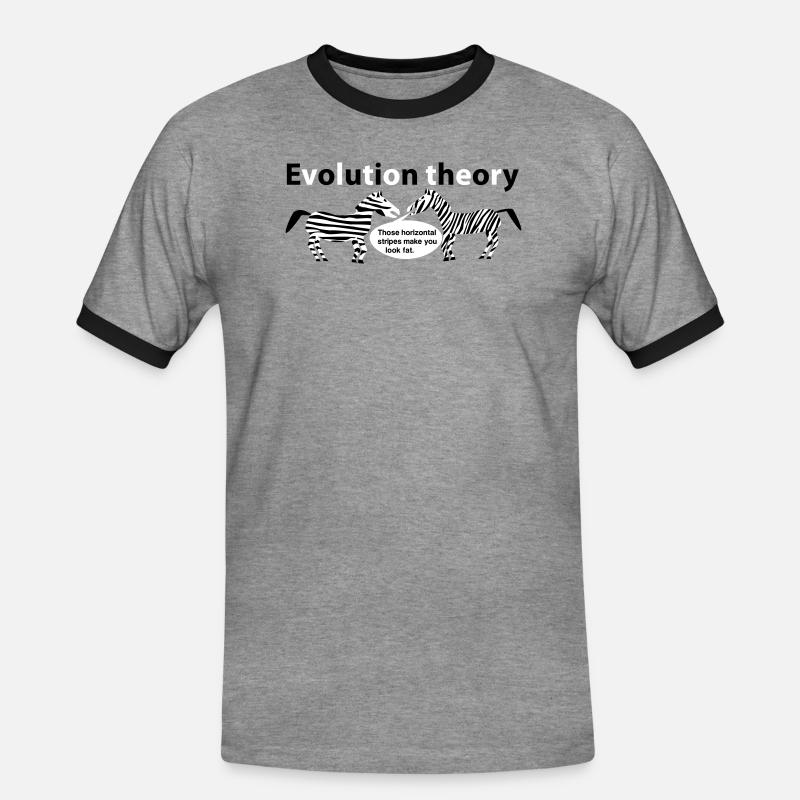 Zebras der Evolutionstheorie - Männer Kontrast-T-Shirt - Grau meliert/Schwarz