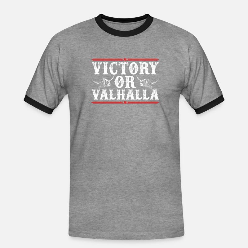 Sieg Oder Walhalla - Männer Kontrast-T-Shirt - Grau meliert/Schwarz