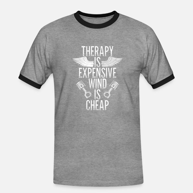 Therapie Oder Bikerwind - Männer Kontrast-T-Shirt - Grau meliert/Schwarz