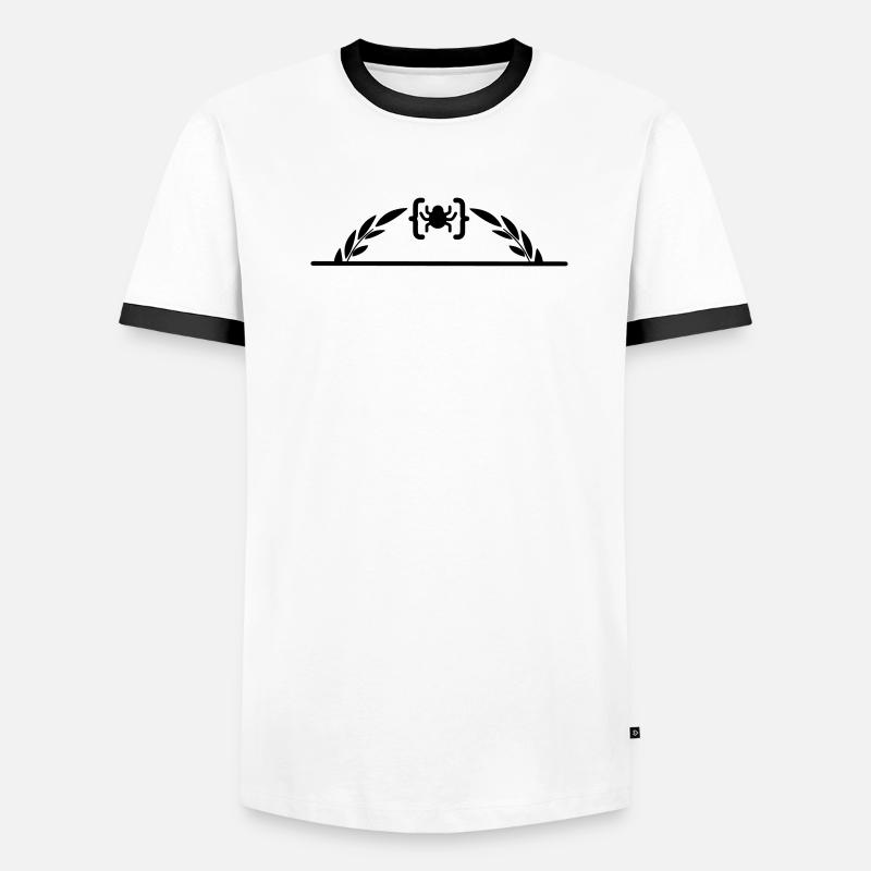 Code-Logo-Spinne im halben Lorbeerkranz Männer Kontrast-T-Shirt