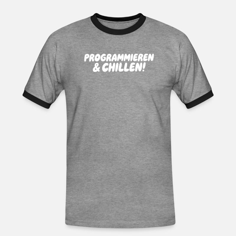 Programming & Chill – Large block font - Men's Ringer Shirt - heather grey/black