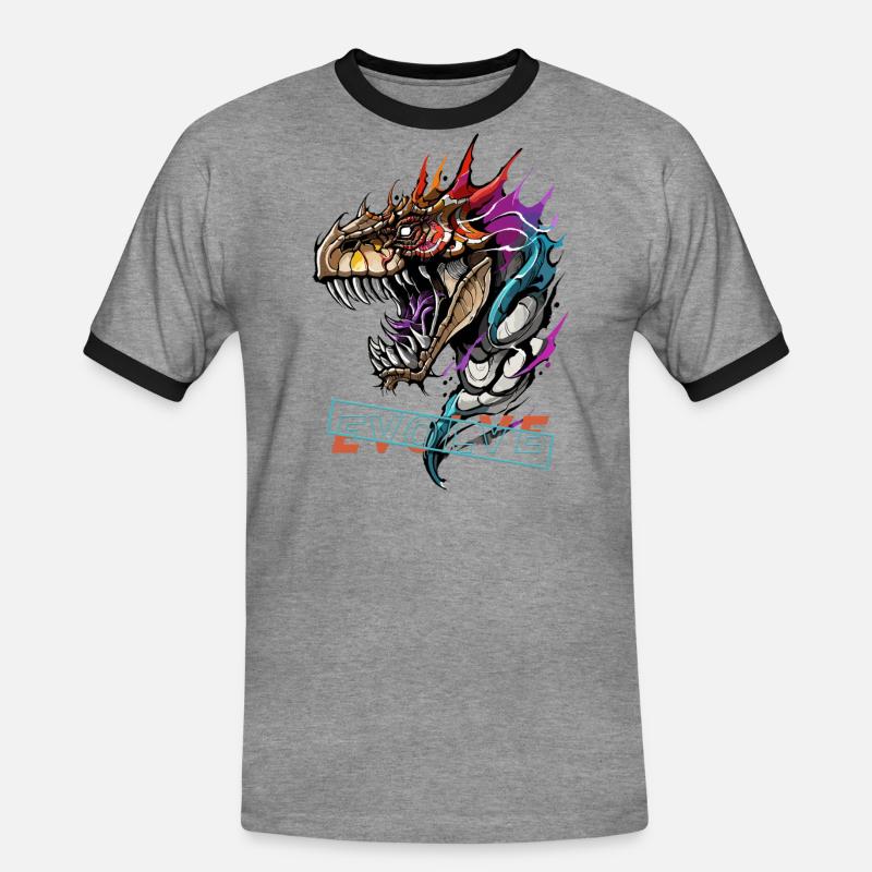 Dragon's Evolution Roar - Men's Ringer Shirt - heather grey/black