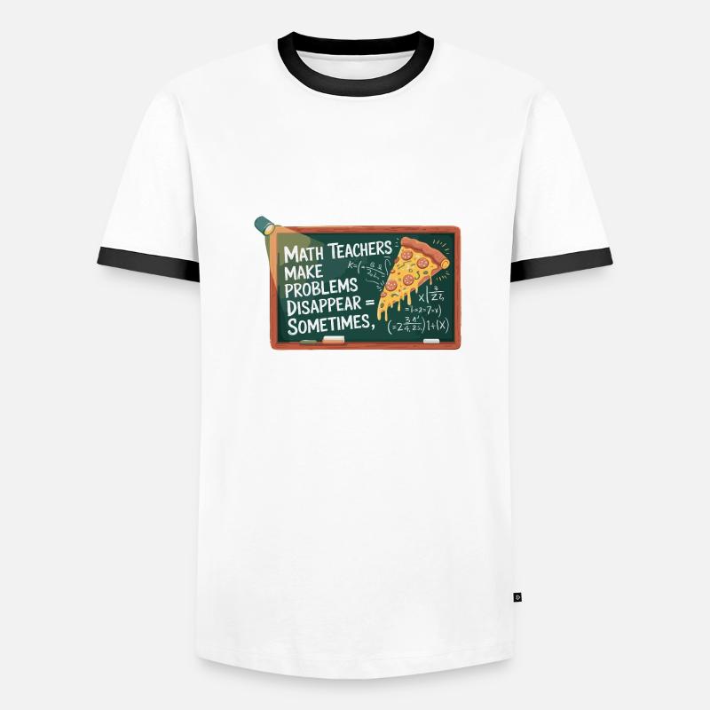 Professeur de mathématiques drôle Conception Pizza et résolution de problèmes T-shirt contrasté Homme