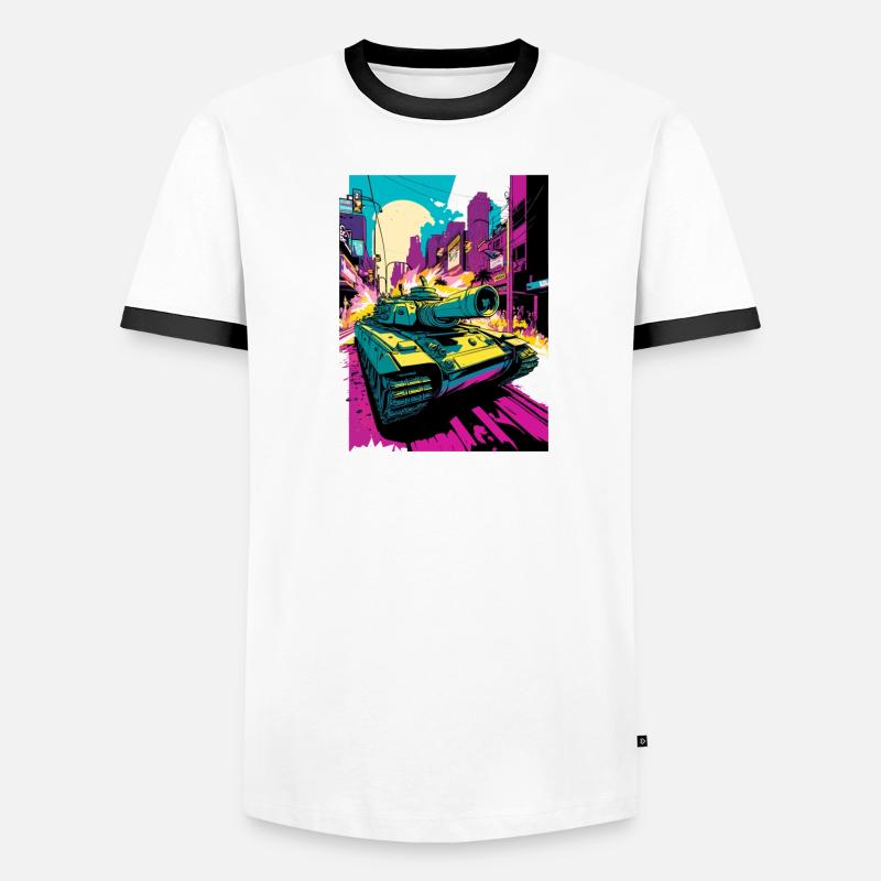 Panzer Pop Art Comic Style Leopard Panzer Men's Ringer Shirt