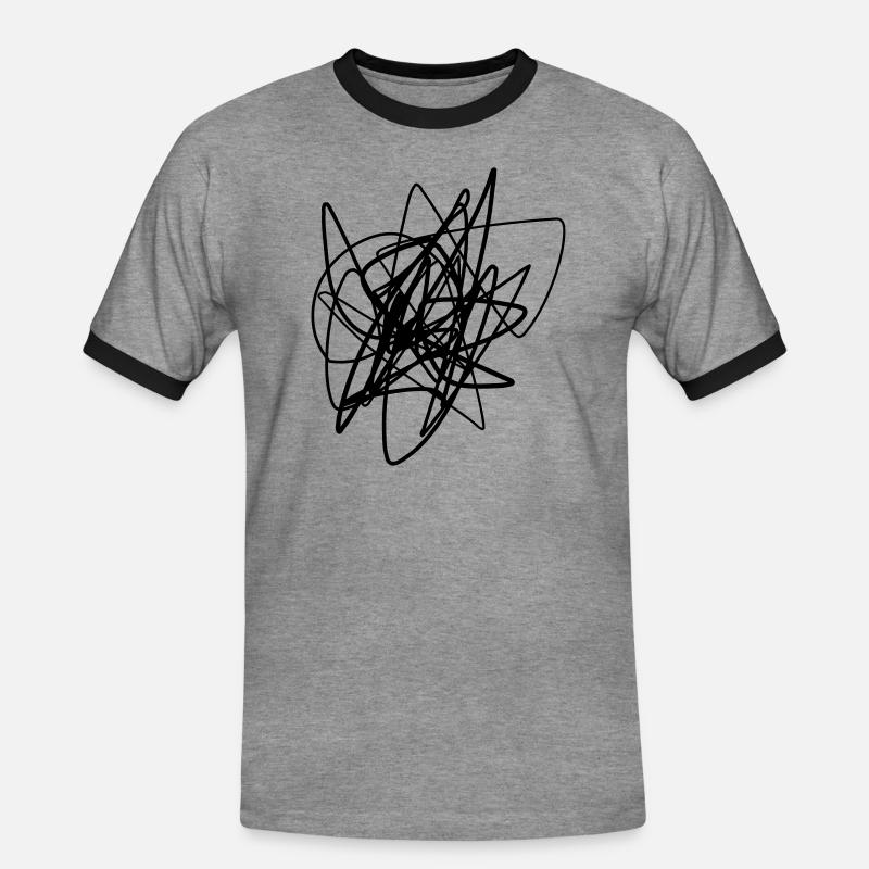 Scribbled chaotic strokes pattern - Men's Ringer Shirt - heather grey/black