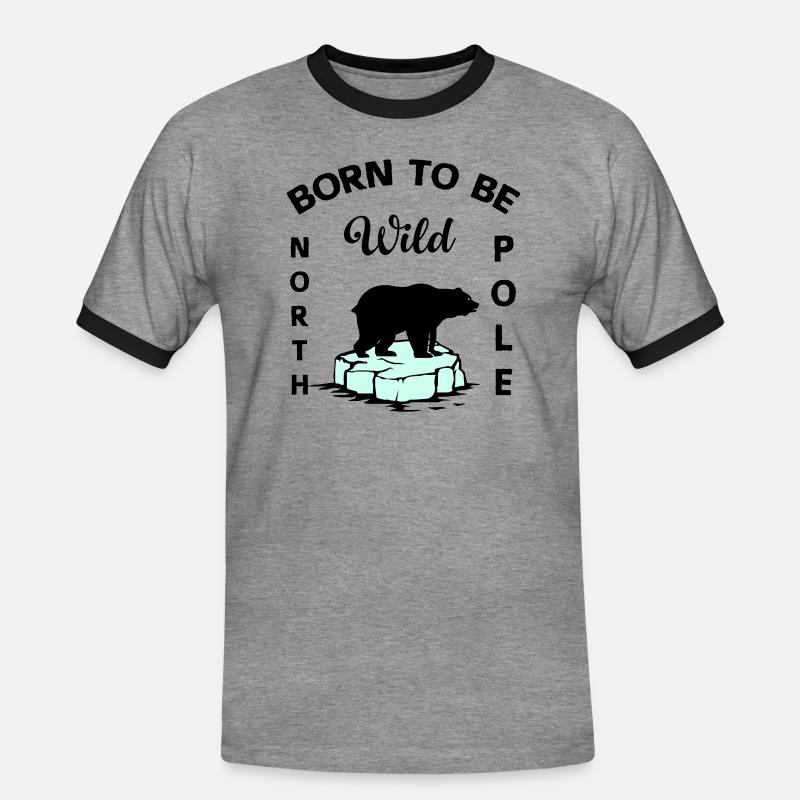 Polar Bear Wilderness Antarctica - Men's Ringer Shirt - heather grey/black