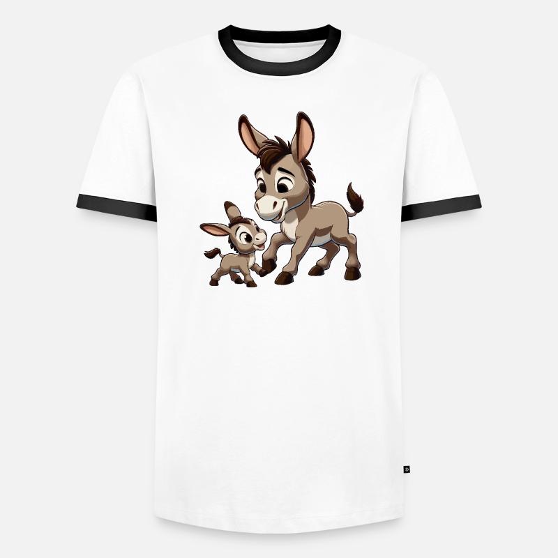 Eselmutter mit Kind grau Männer Kontrast-T-Shirt