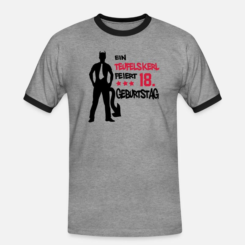 teufelskerl_18 - Männer Kontrast-T-Shirt - Grau meliert/Schwarz