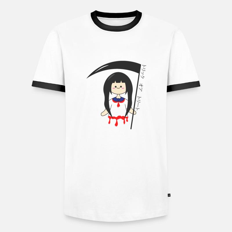 Streich oder Süßigkeiten Sensemann-Schulmädchen Männer Kontrast-T-Shirt
