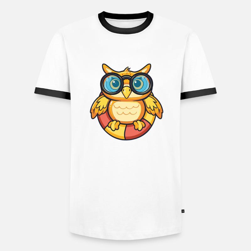 Eule Comic Cool Männer Kontrast-T-Shirt