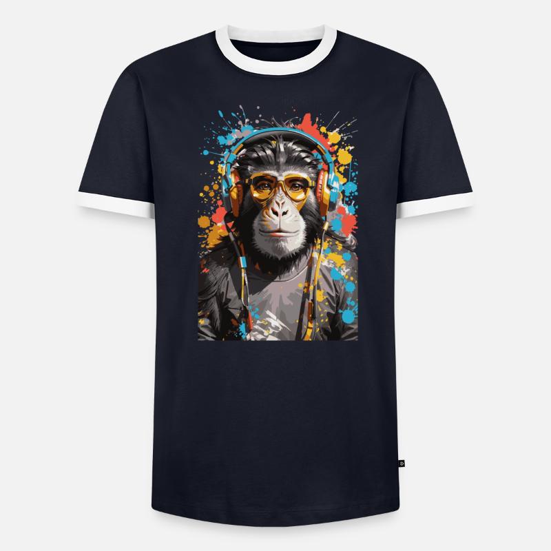 DJ singe Affen Graffiti Design T-shirt contrasté Homme
