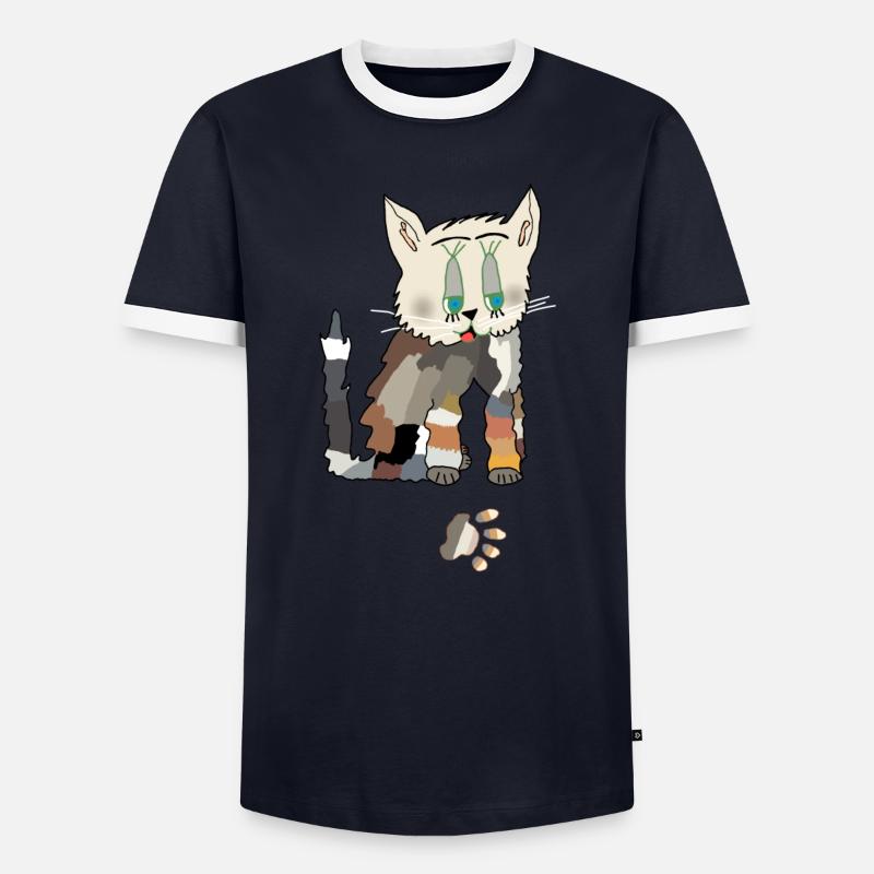 Patchwork Katze Fred Tatze Männer Kontrast-T-Shirt