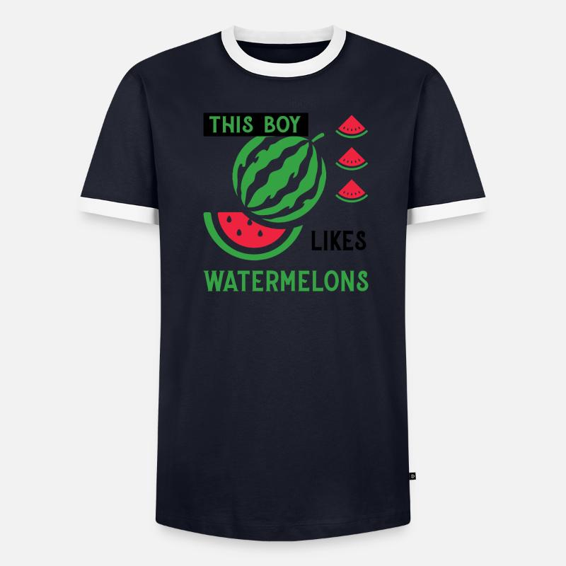 Fruits tropicaux Melon Pastèques Été T-shirt contrasté Homme