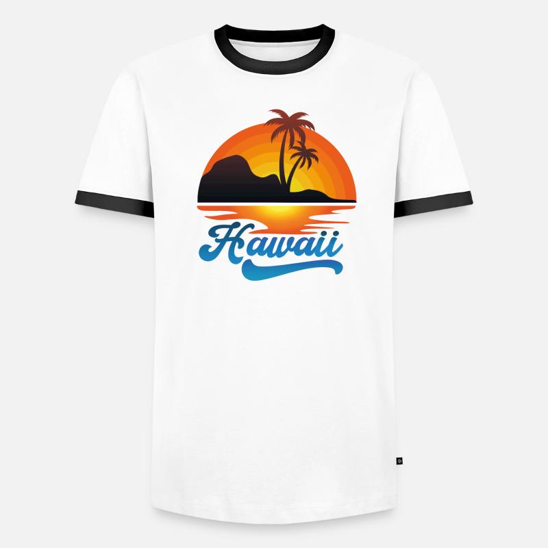 Conception de la plage d’Hawaï T-shirt contrasté Homme
