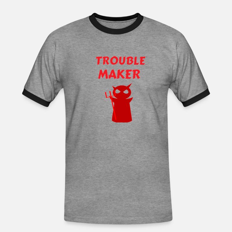 Troublemaker Trouble Devil - Männer Kontrast-T-Shirt - Grau meliert/Schwarz