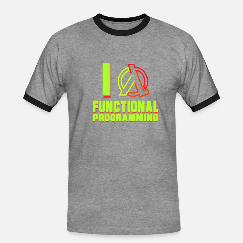 Programmer Lambda - Men's Ringer Shirt - heather grey/black