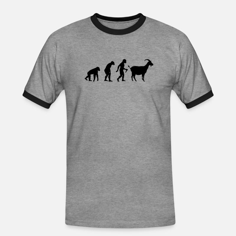 Goat Evolution - Männer Kontrast-T-Shirt - Grau meliert/Schwarz