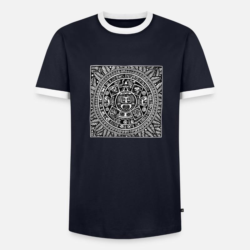 Zentangle Maya Kalender Männer Kontrast-T-Shirt