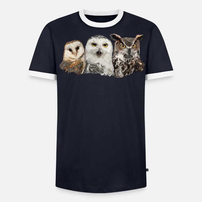 Eulen und Eule Männer Kontrast-T-Shirt