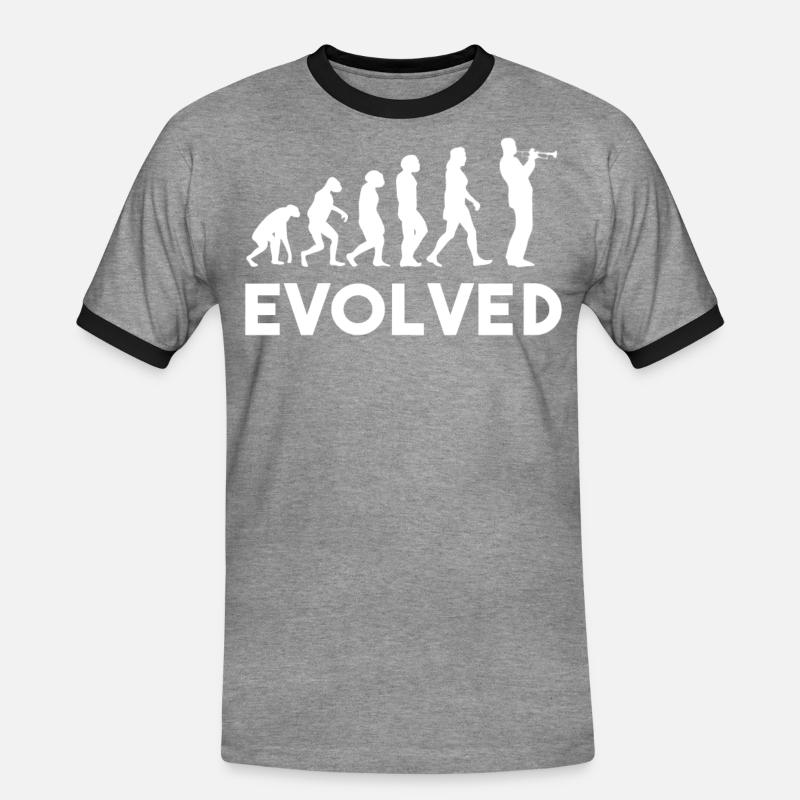 Trompete Evolution - Männer Kontrast-T-Shirt - Grau meliert/Schwarz